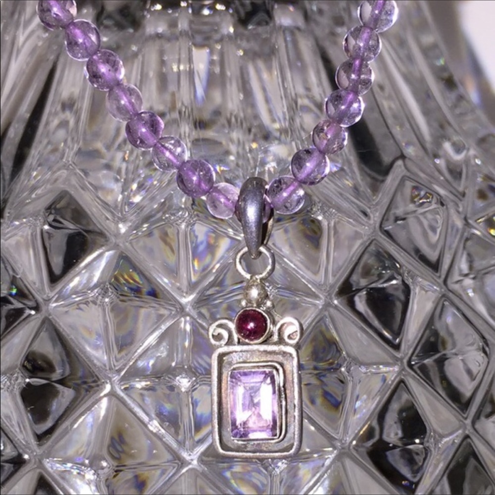 925 SterlingSilver Amethyst Beaded + Pendent